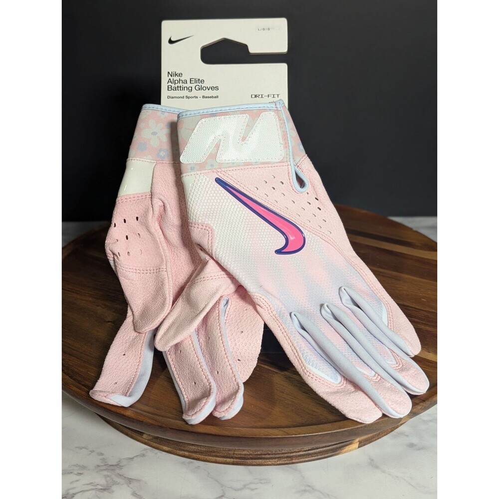 Nike Alpha Elite Batting Gloves PE Mother's Day Pink Floral MLB Mens Size L New